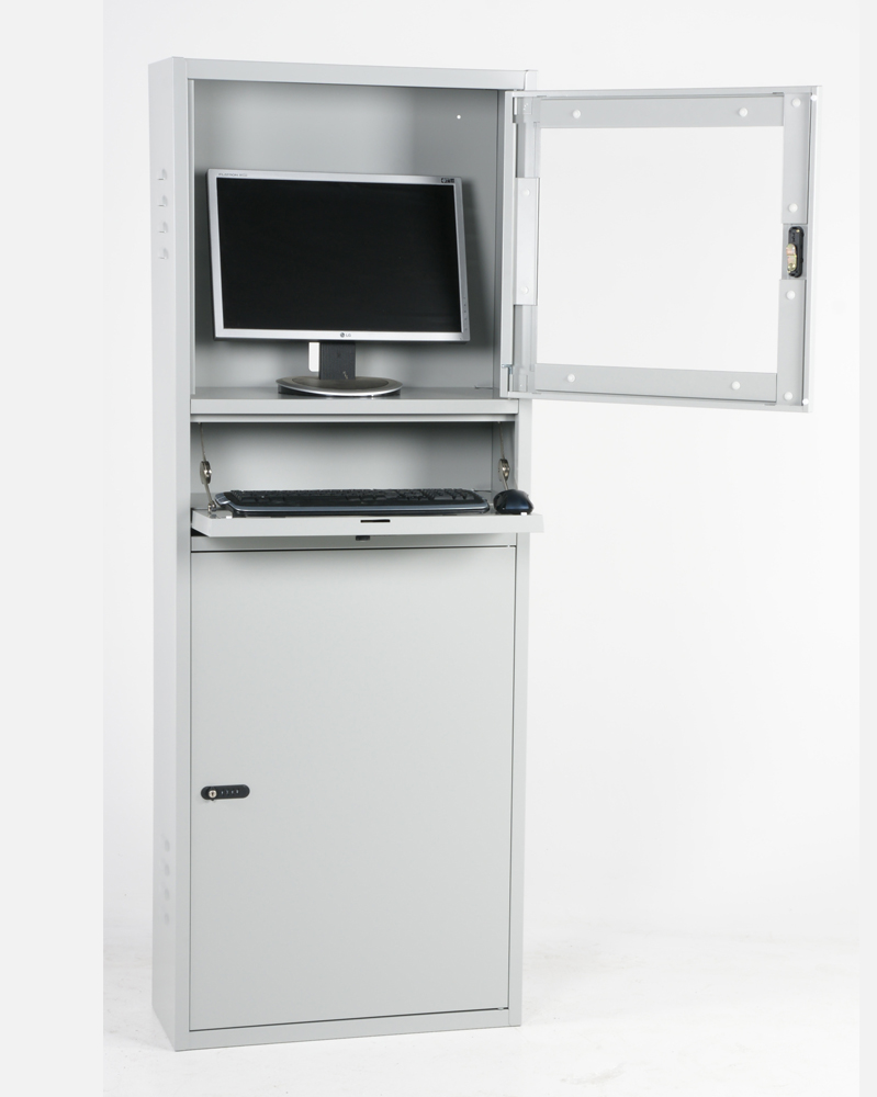 Computer Cabinet, Knock-Down Grey/Grey