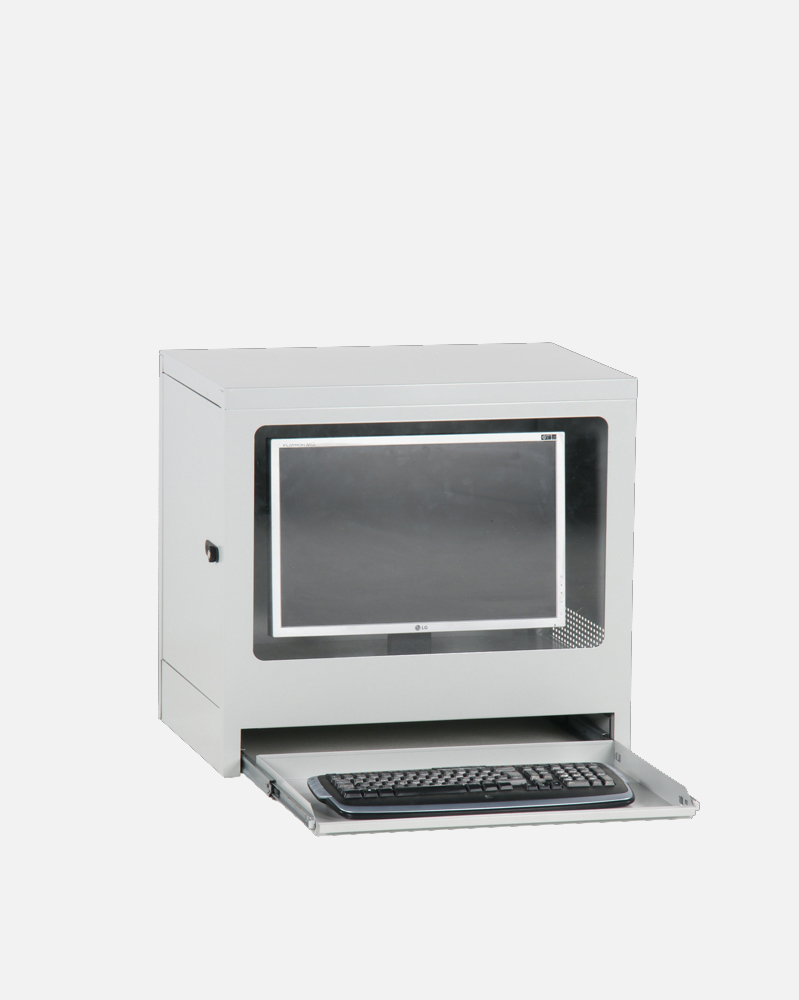 Computer Cab, Small, Knock-Down Grey