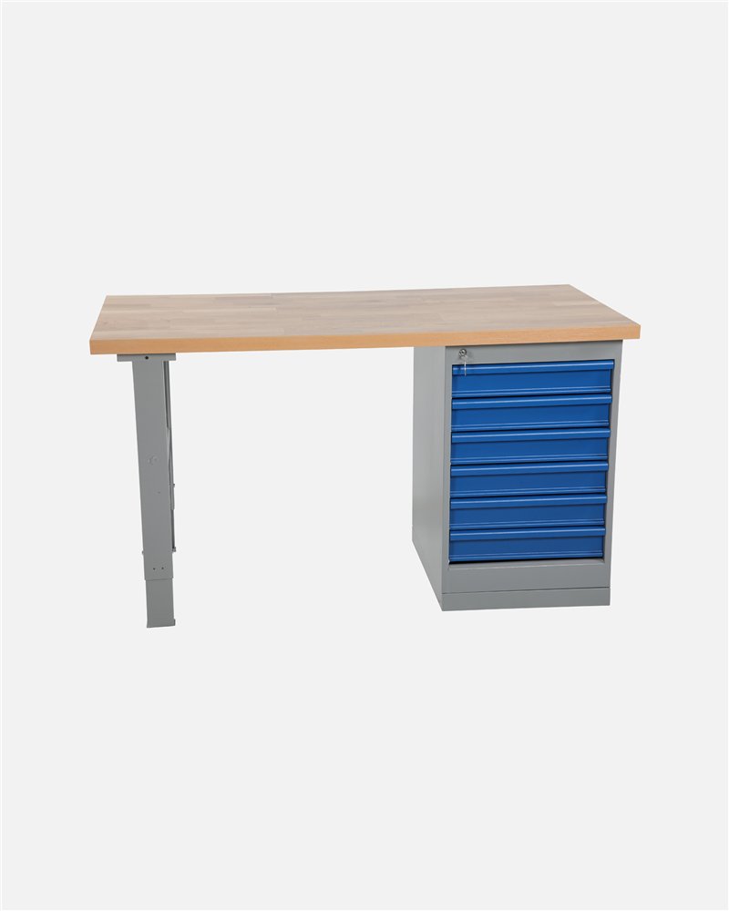 Worktable With Drawer Unit 6 Drawers 2000 mm Oak